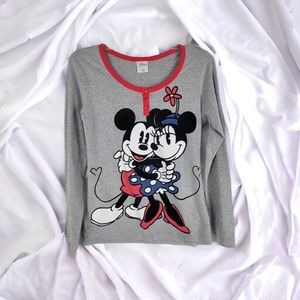 Disney Mickey Minnie Mouse Long Sleeve Tee
